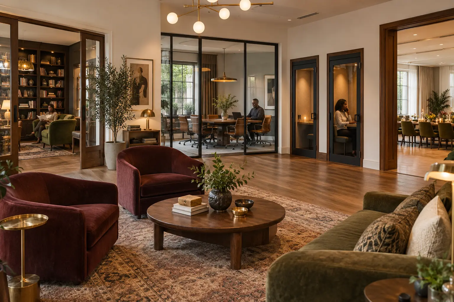 Concept of The Front Room lounge and the rooms beyond